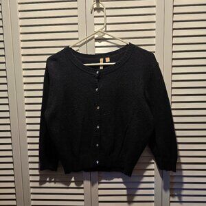 Frenchi Angora Black Jewel Button Cardigan